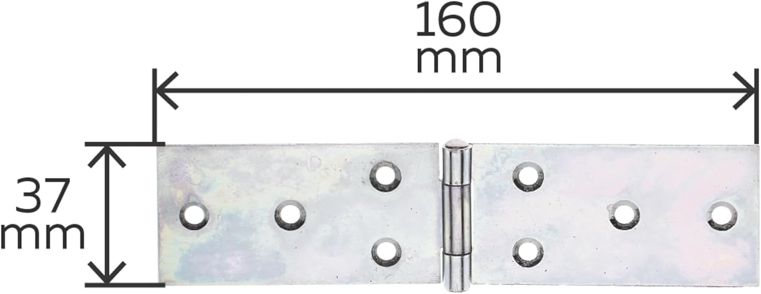 Hinge with Riveted Stainless-Steel Pin 40 x 162 mm / 20 Stk. Oberflaeche: galvanisch gelb verzinkt