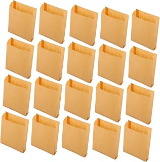 VOSAREA 50pcs Oil Proof Paper Food Bags for Fried Snacks Disposable Shredded Cake Wrapping Bags Grease Resistant Kraft Paper for Takeaway Chicken Wings Fast Food Packaging