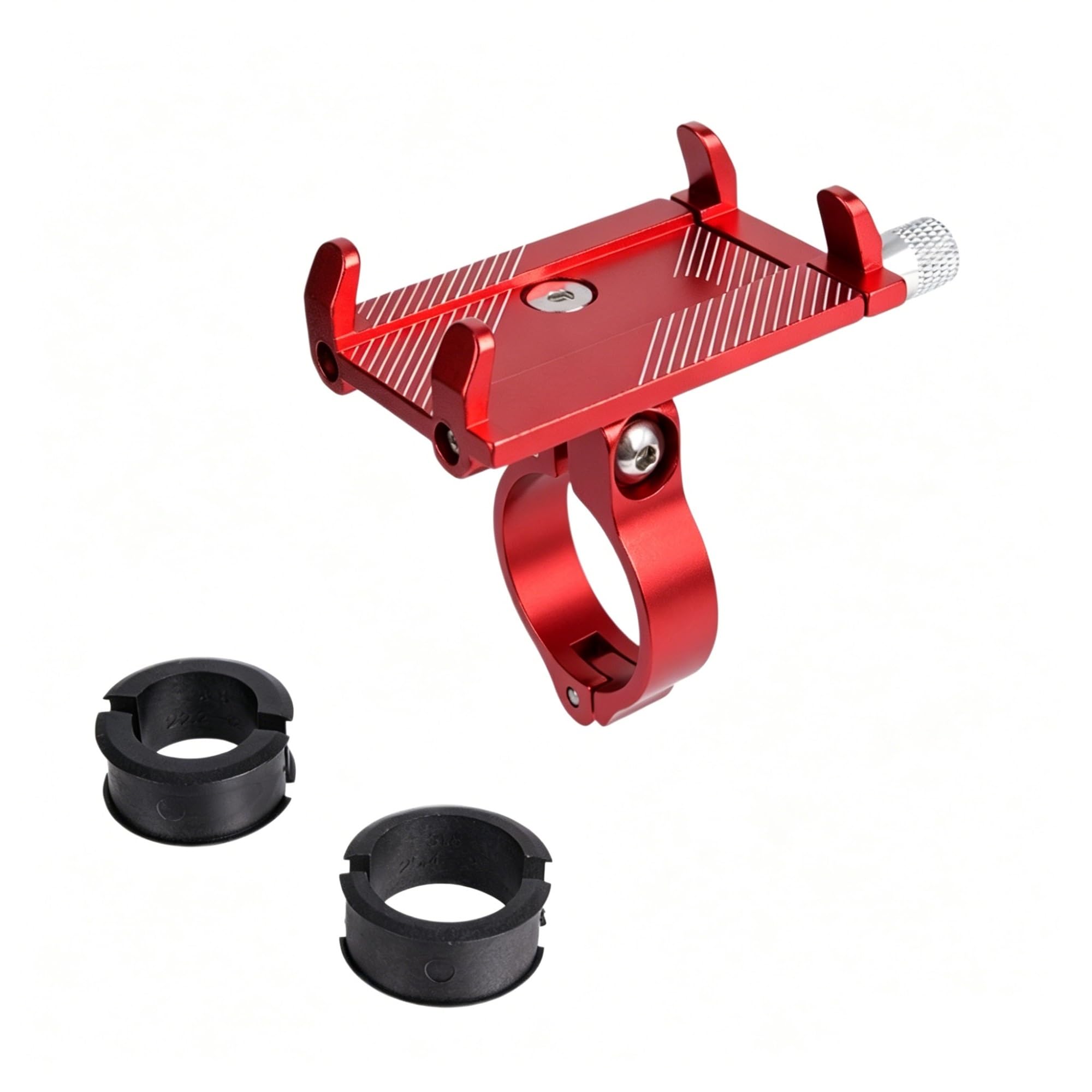 Porta Telefono In Alluminio A 360° for Manubrio Moto Bicicletta MTB | Staffa GPS for la navigazione su scooter, bici e utilizzo del telefono cellulare(Red C)