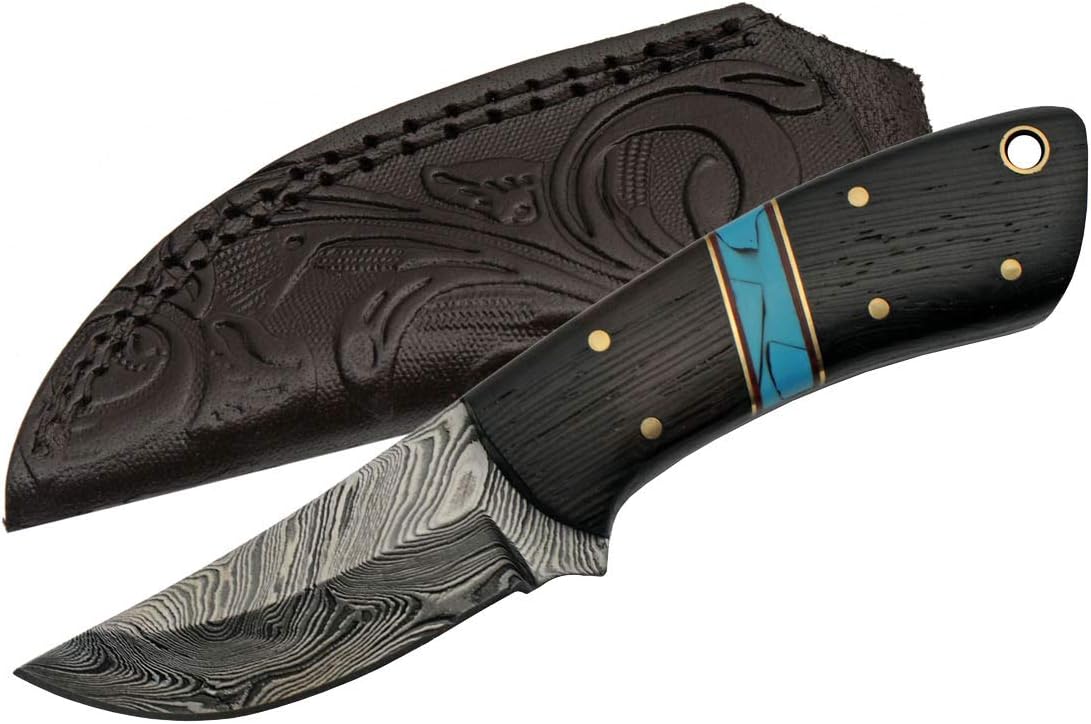Szco Supplies Damascus Steel Wenge Junior Skinning Knife, Brown, 6 inches