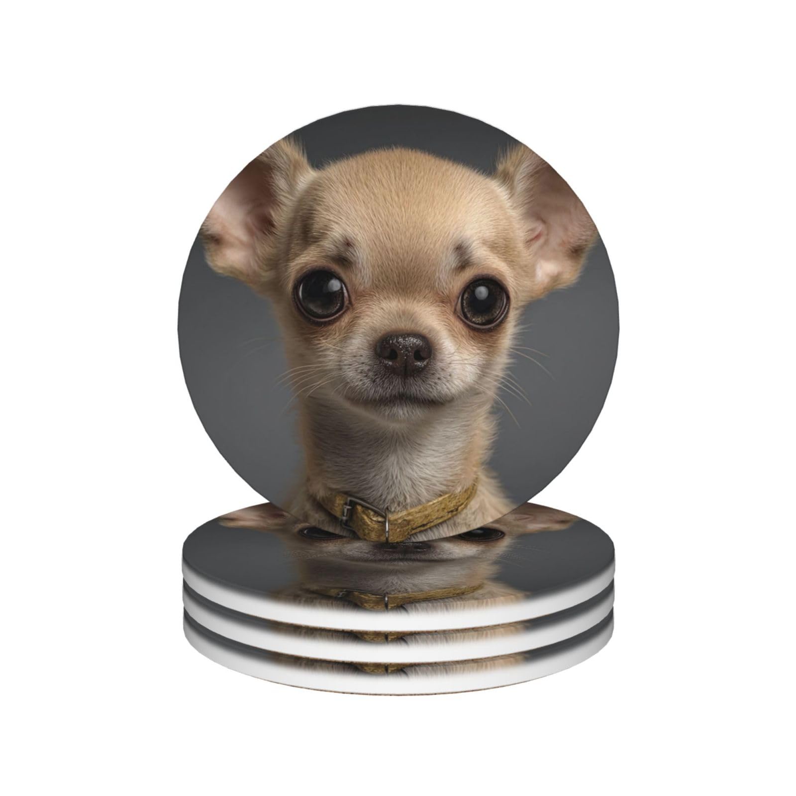 Drink Coasters Set of 4 Coffee Ceramic Coaster chihuahua Coasters for Drinks Coffee Cup Mat Heat Resistant Tabletop Protection Coaster Desk Accessorie Home Decorative