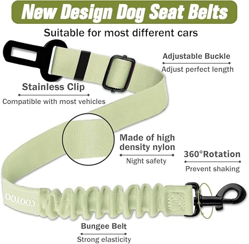 Miniatura 40 de COOYOO Dog Seat Belt,3 Piece Set Retractable Dog Car Adjustable Seatbelts for Vehicle Nylon Pet Safety Heavy Duty & Elastic & Durable Car Harness