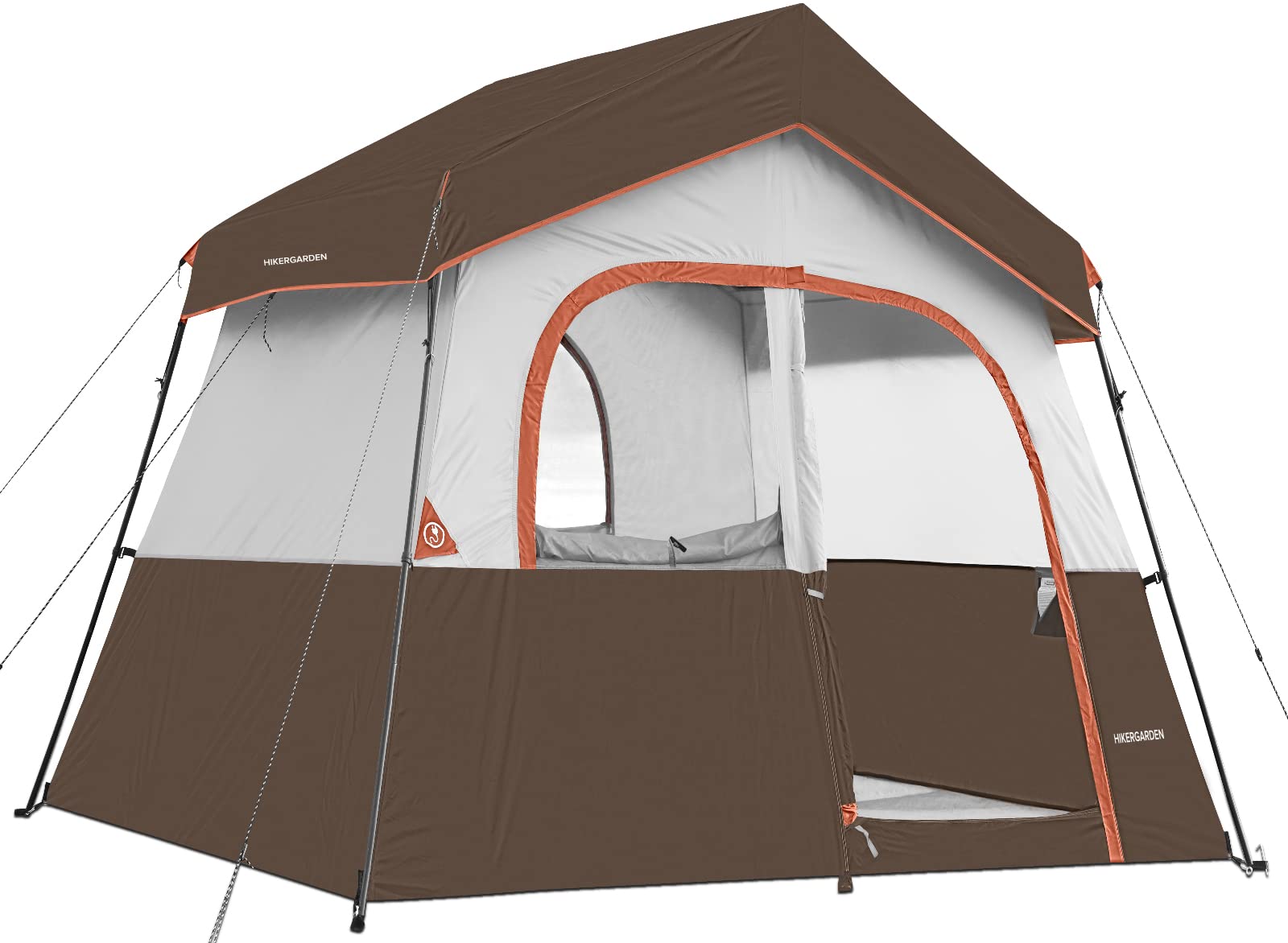 Photo 1 of HIKERGARDEN 6 Person Camping Tent - Portable Easy Set Up Family Tent for Camp, Windproof Fabric Cabin Tent Outdoor for Hiking, Backpacking, Traveling Brown