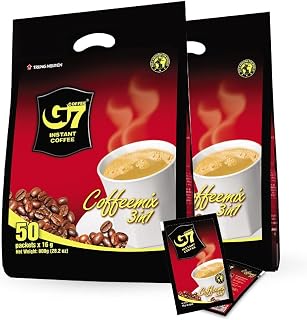 Trung Nguyen G7 3-in-1 Instant Vietnamese Coffee - Bold Strong Blend w/ Creamer & Sugar, 50 Packets (2 Bags)