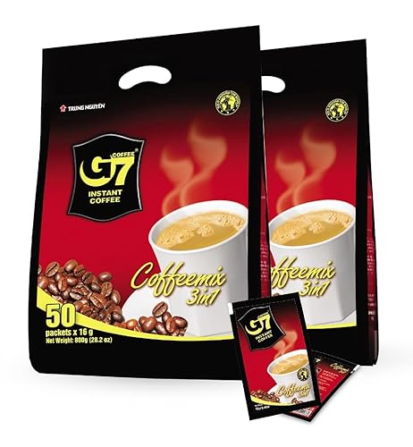 Trung Nguyen  Café instantáneo G7 3 en 1  Mezcla de café molido tostado con crema no láctea y azúcar, fuerte y audaz, café vietnamita instantáneo