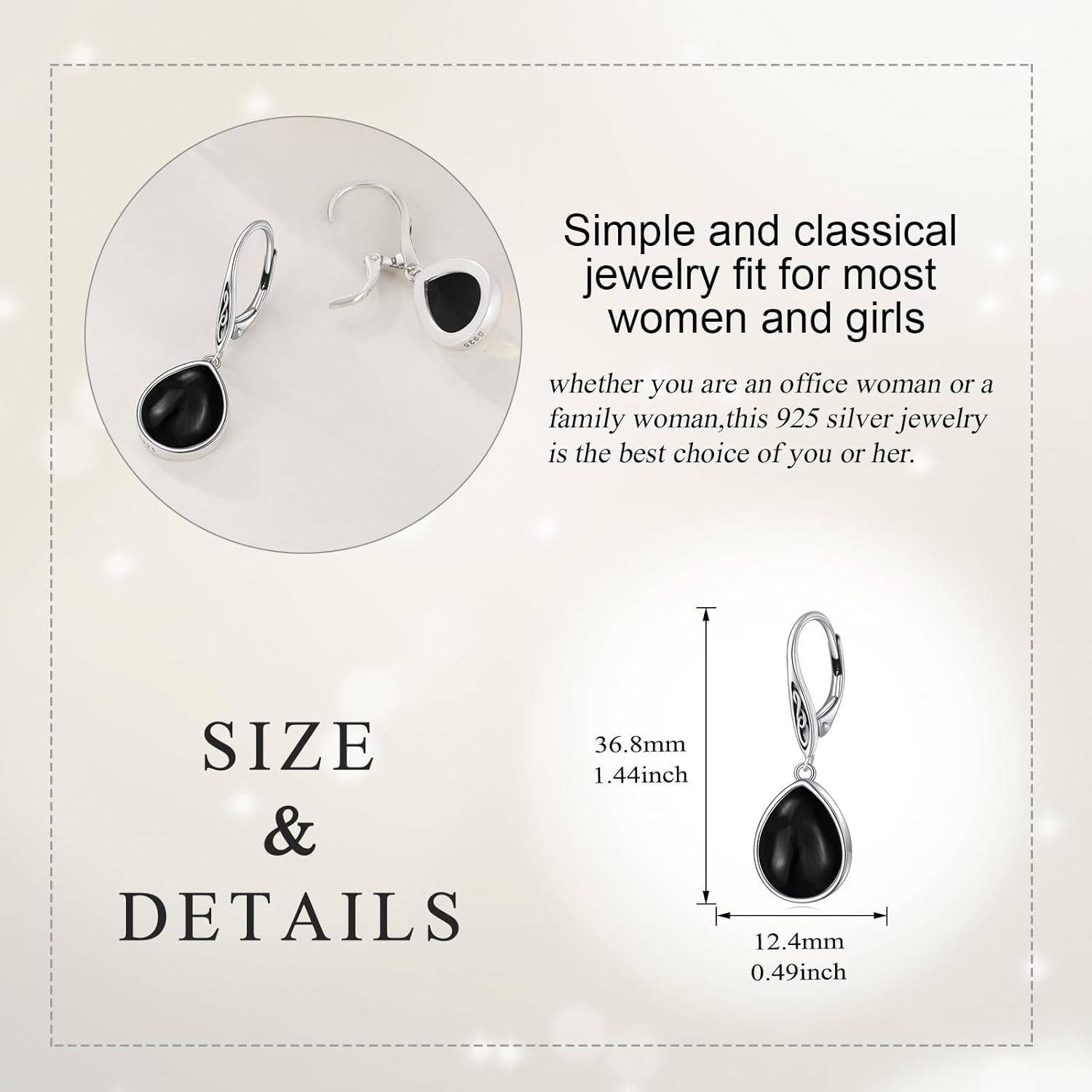 Mothers Day Gifts for Mom Celtic Knot Earrings 925 Sterling Silver Lapis Lazuli/Moss Agate/Amethyst/Black Onyx Natural Gemstone Dangle Leverback Earrings Jewelry Gift for Wife Women - Image 5