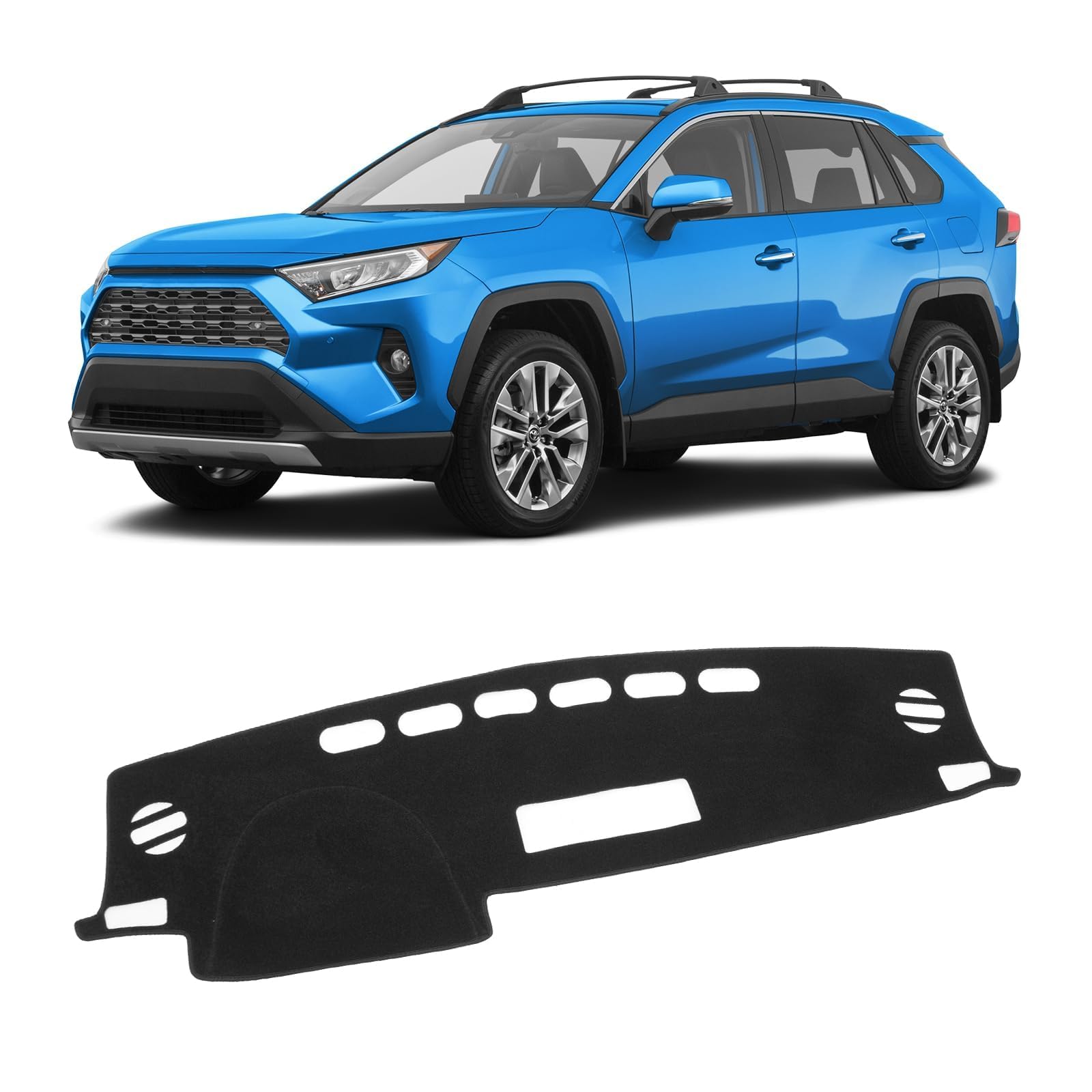 KUST Car Dash Cover Mat for Toyota RAV4 2013-2018 Left Hand Driving Non-Slip Center Console Dashboard Cover Interior for Toyota RAV4 Accessories Custom Fit Dash Mat Sunshade Windshield Glare Black