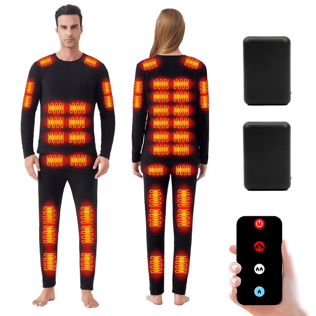 Completo Intimo Termico Riscaldato A 48 Zone per Uomo E Donna, Maglia E Pantaloni con Riscaldamento USB per Caccia, Ciclismo E Sci
