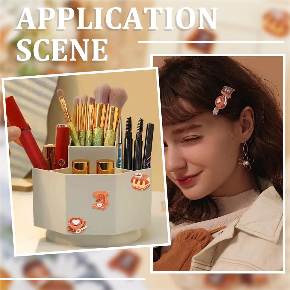 SUNNYCLUE 1 Box 36Pcs 6 Styles Coffee Resin Charms Cute Cabochons Flatback Bulk Colorful Sweet Assorted Cafe Charms for Jewelry Making Diy Craft Decorations Scrapbooking Embellishments Hair Clip Women - Image 4