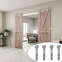 Vista 82 de TSMST Kit de herrajes para puerta corrediza de granero de 6 pies, riel de acero inoxidable de servicio pesado resistente con montaje superior