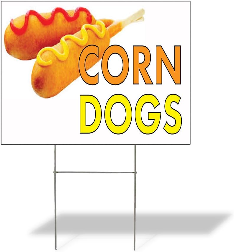 Weatherproof Yard Sign Corn Dogs Outdoor Advertising Printing B Yellow Lawn Garden Foodmarts 24x18 Inches 1 Side Print