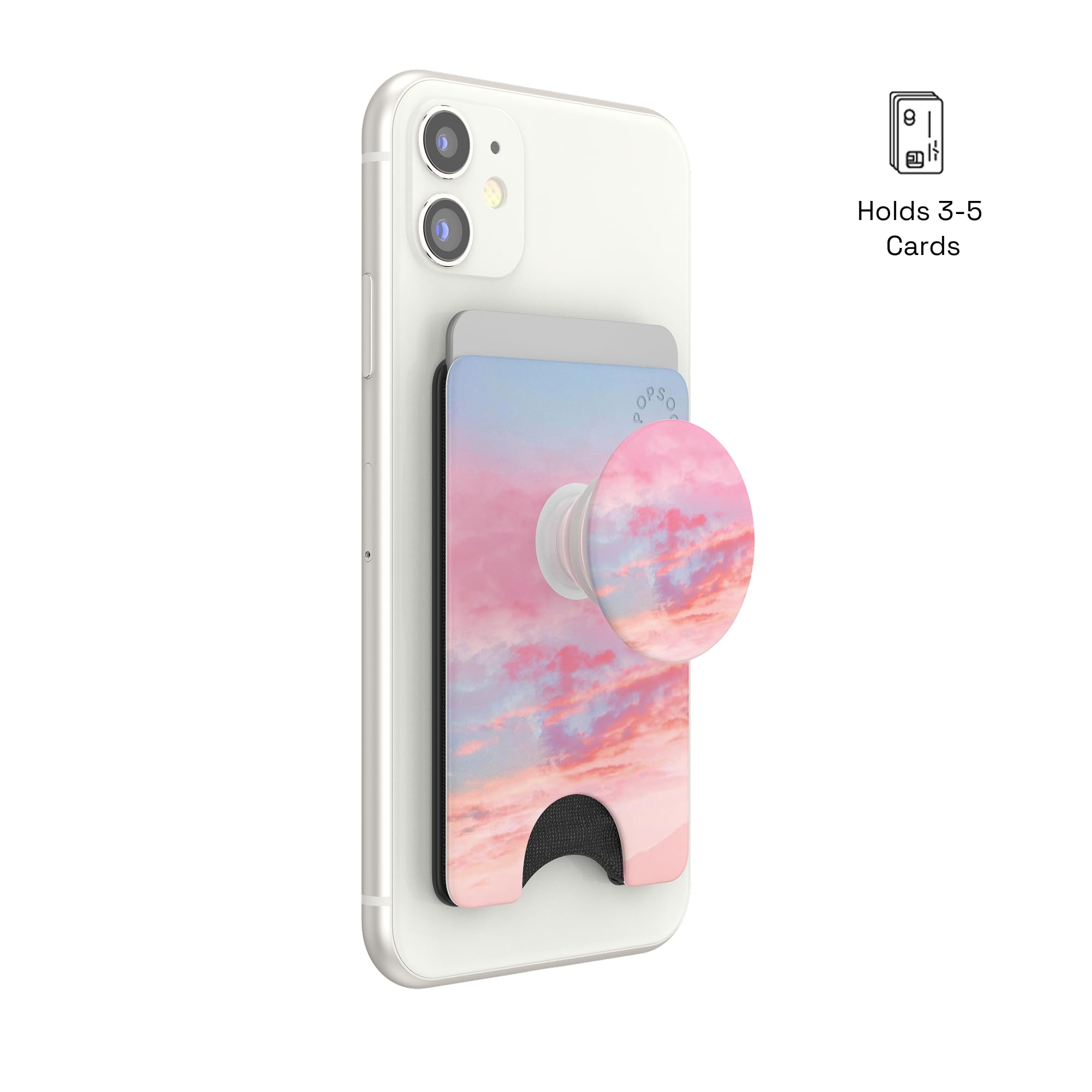 PopSockets Portafoglio per telefono con impugnatura espandibile per telefono, porta carte di credito, motivo: nuvole rosa