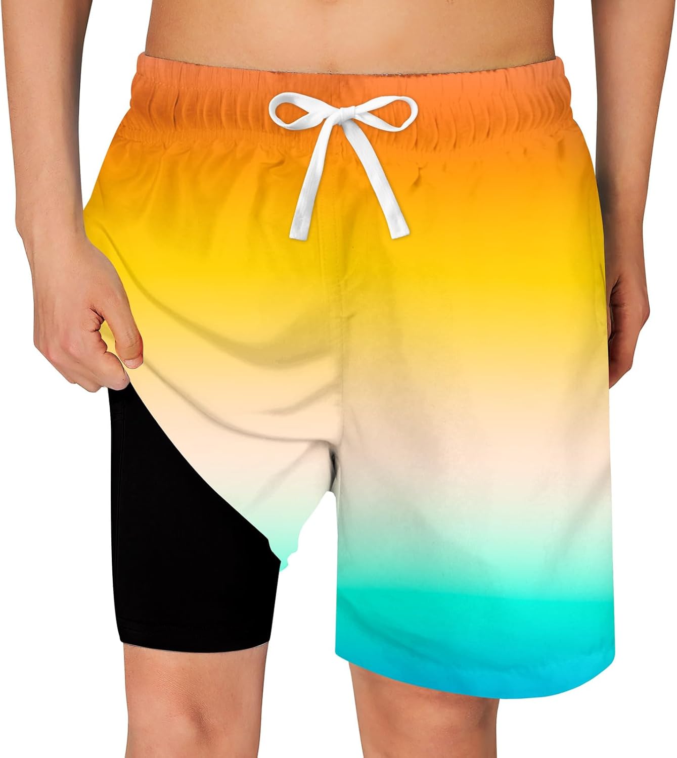 Cozople Boys Swim Trunks Quick Dry Compression Liner Swim Shorts Summer Bathing Suit with Inner Pocket Swimwear 7-20T