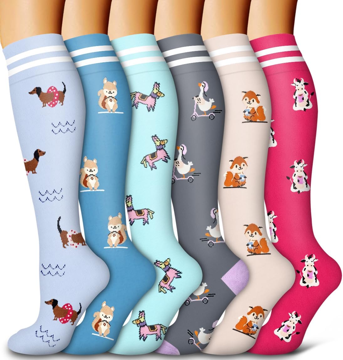 Bluemaple 6 Pack Copper Compression Socks for Women and Men Circulation-Best Support for Medical, Running,Nursing,Athletic