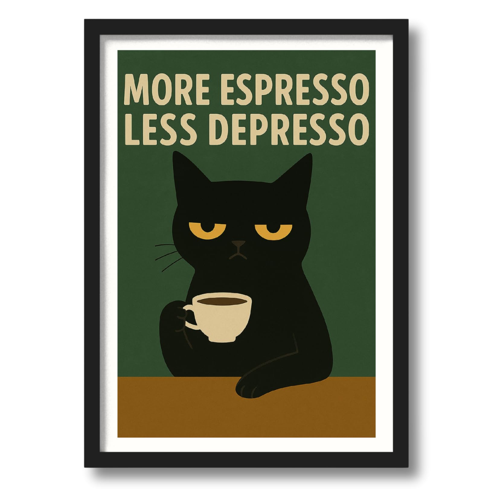 ArtAction Coffee Love Wall Frame Poster | A4 Size | Framed Funny Art with “More Espresso Less Depresso” Quote | Aesthetic Wall Decor Gift for Coffee Lovers & Office Spaces-image-49