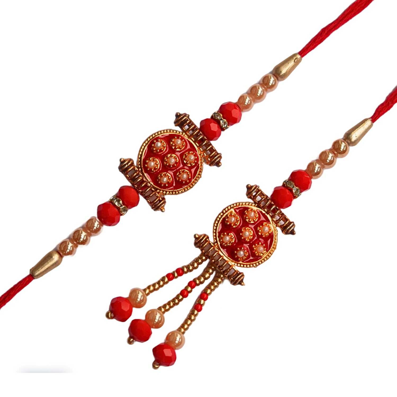DIVYAKALAA Rakhi Set for Brother and Sister-in-Law, Beautiful Design (Red Beaded - Lumba) (B0D8WJXFYZ) Amazon Price History, Amazon Price Tracker