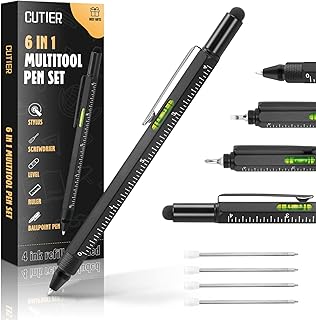 Cool Pen Gifts for Men, Cutier 6-in-1 Multi Tool Tech Pen Gadgets Tools for Men, Personalized or Him, Funny Christmas, Fat...