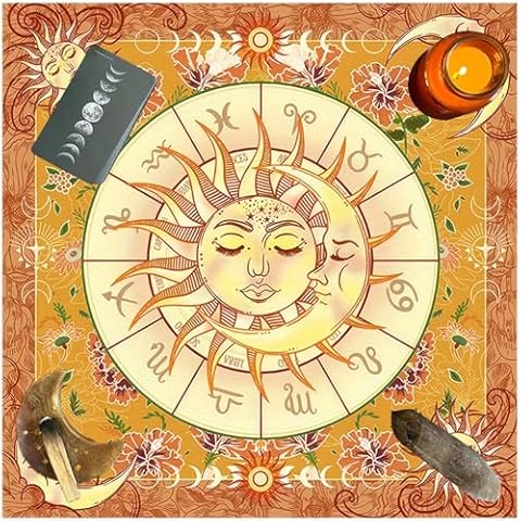 Ldbuejiaja Tarots Tablecloth Divinations Table Cover Oracles Board Game Mat Square Altar Table Cloth Divinations Tablecloth Altar Cloth Tarot Cards Table Deck Cloth Cover