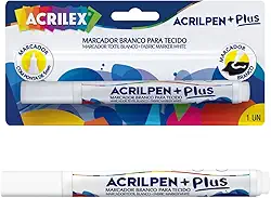 Caneta para Tecido, Acrilex, Branco, Acrilpen Plus