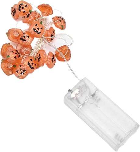 Miniatura 5 de Guirnalda de luces de Halloween, cadena de luces de calabaza de plástico con 20 mini calabazas Jack O, luces de calabaza de Halloween alimentadas