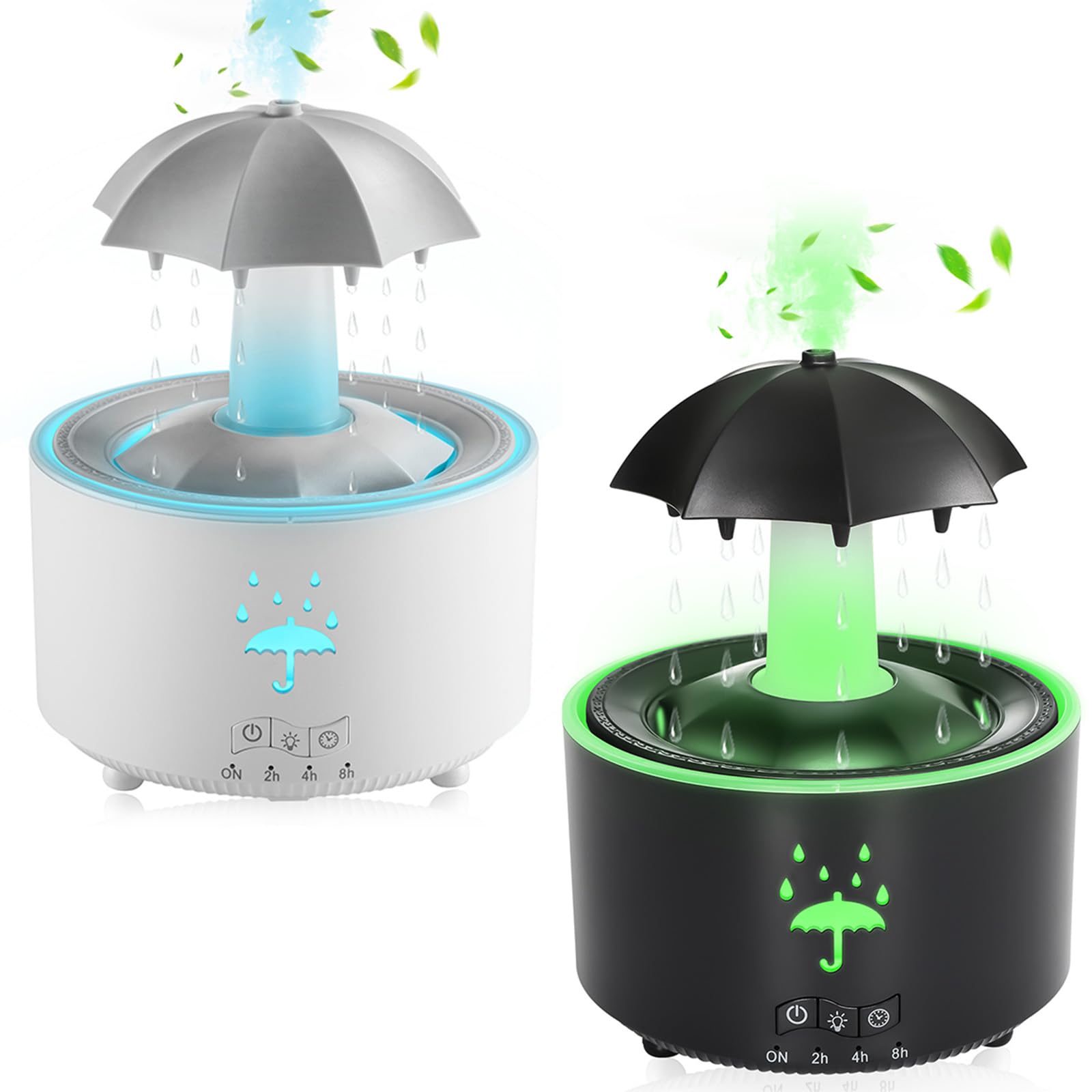 Rain Umbrella Humidifier Aroma Diffuser with Soothing Rain Sounds Water Drip Effect 7 Colors Mood Light Timer and
