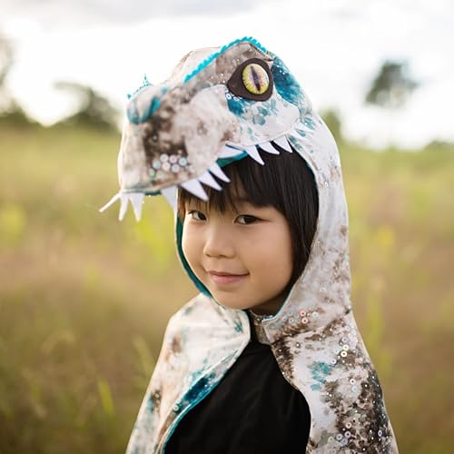 Miniatura 3 de Great Pretenders Capa Raptor, verde azuladomarrón, talla 5-6, 57665, disfraz de dragón para niños