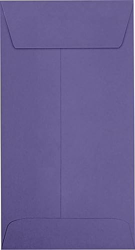 LUXPaper Sobres para monedas #7, despegar y prensar, 3 12 x 6 12 pulgadas, morado glicina, texto de 80 libras, 250 unidades