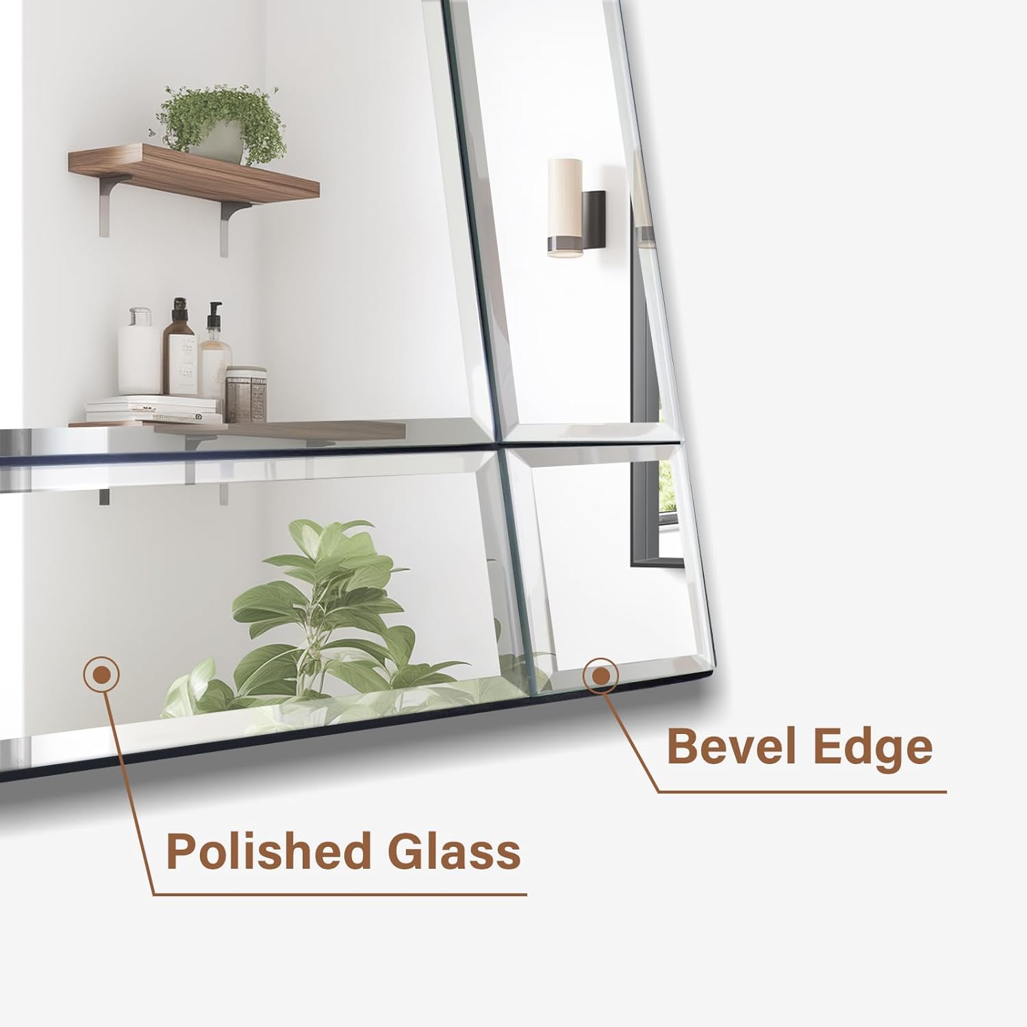 Pregaspor 24x36 Inch Rectangle Bathroom Vanity Mirror for Wall, Modern Frameless Wall Mirrors with Beveled Edge, Silver Bathroom Mirrors for Over Sink