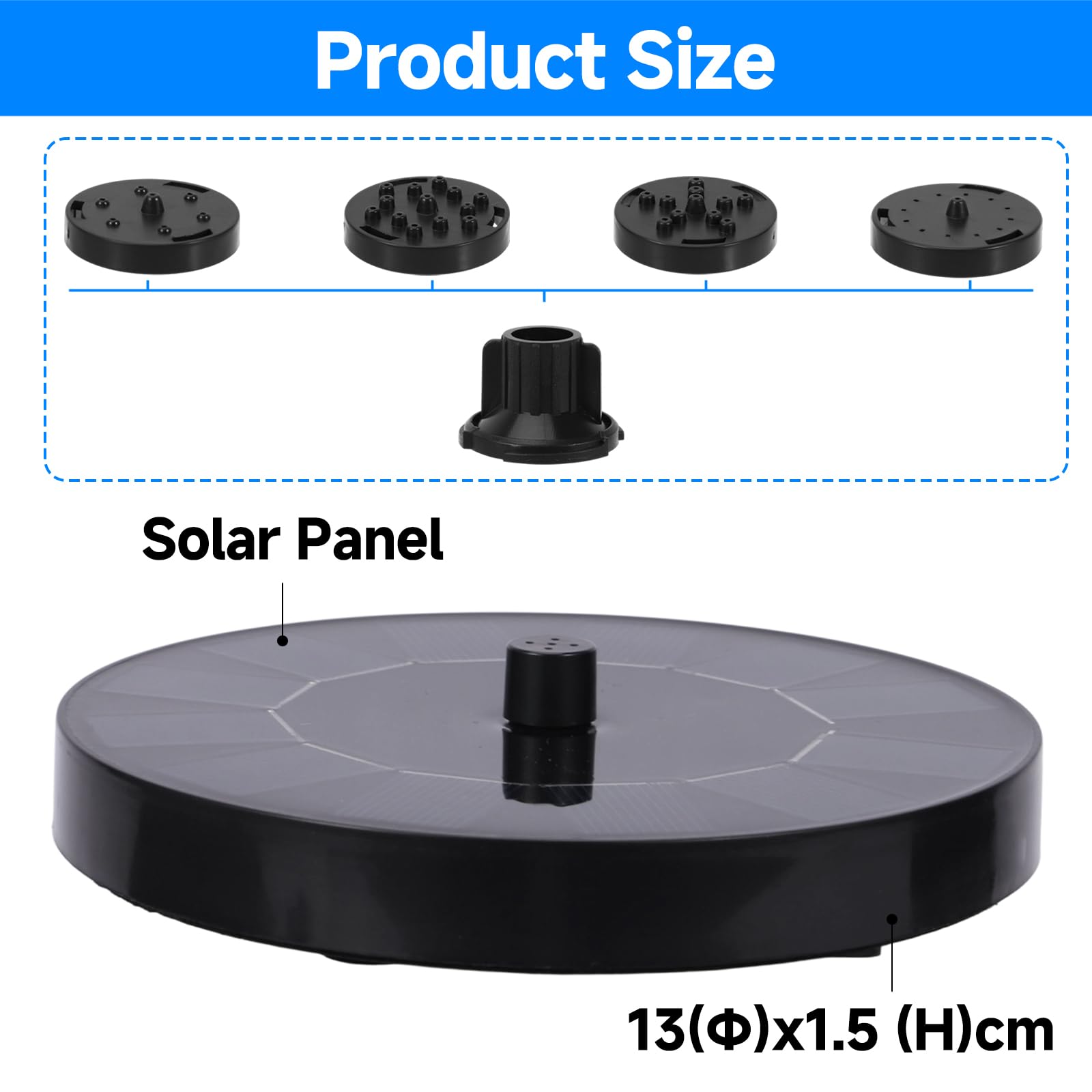 Fontana Solare da Giardino, Pompa Solare per Fontana con 6 Ugelli, Fontana Galleggiante da Esterno per Laghetto, Piscina, Acquario, Bagno per Uccelli e Decorazione Giardino