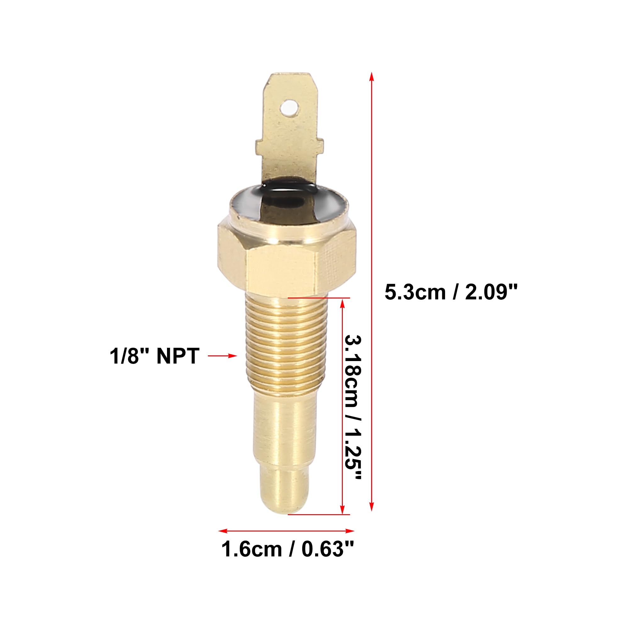 X AUTOHAUX Interrupteur Ventilateur Refroidisement 150°F On 135°F Off | Couleur Ton Cuivre, Matériel Métal, Dimension 5.3x1.6cm / 2.09"x0.63", Filetage 1/8" NPT, Universel Pour Moteur Et Radiateur