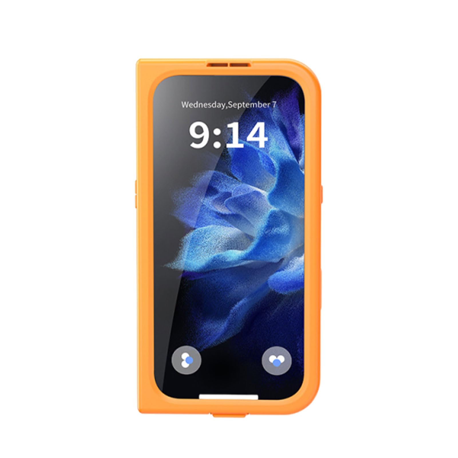 Custodia per Smartphone Impermeabile IP68 con Protezione Completa a 360°, Cover per Telefono Completamente Sigillata con Specchio Porta Carte, Design Antiurto Antigoccia per Uso (ORANGE)