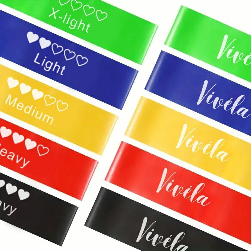 Miniatura 5 de Bandas de resistencia para fitness, juego de 5 piezas de bucles de ejercicio agradables a la piel para yoga, entrenamientos en casa, estiramientos,