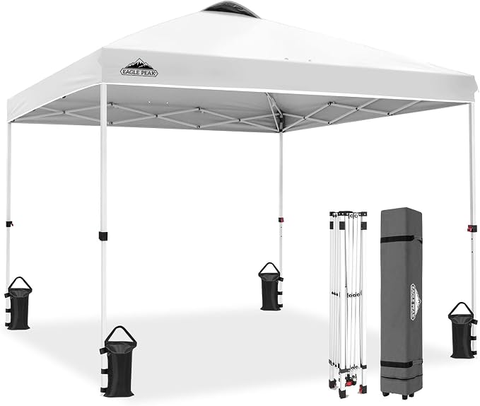 EAGLE PEAK 10x10 Pop Up Canopy Tent Easy Up Canopy Outdoor, White