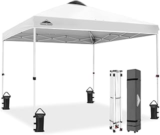 EAGLE PEAK 3m x 3m Schnell-Aufbau Klapp-Pavillon-Zelt Sofort-Außenpavillon mit geraden Beinen Unterstand (Weiß)