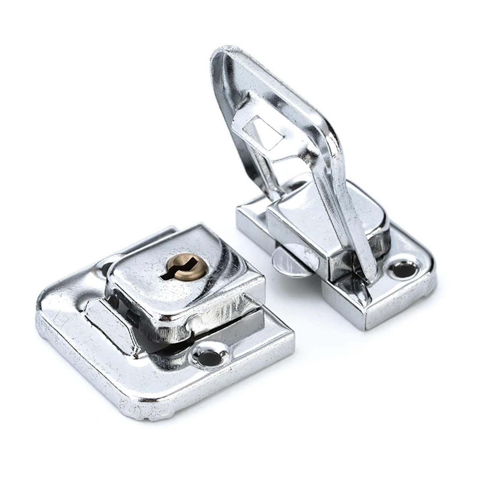 J402 Cabinet Box Square Lock with Key Spring Latch Catch Toggle Locks Mild Steel Hasp 1Pcs