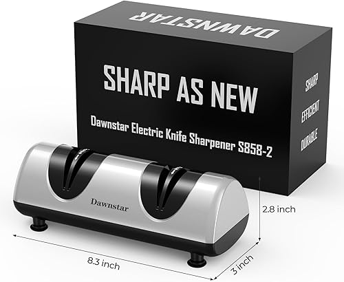 Miniatura 6 de Afilador de cuchillos eléctrico, afilador de cuchillos de cocina profesional para uso doméstico, 2 etapas de afilado grueso y pulido fino, caja de