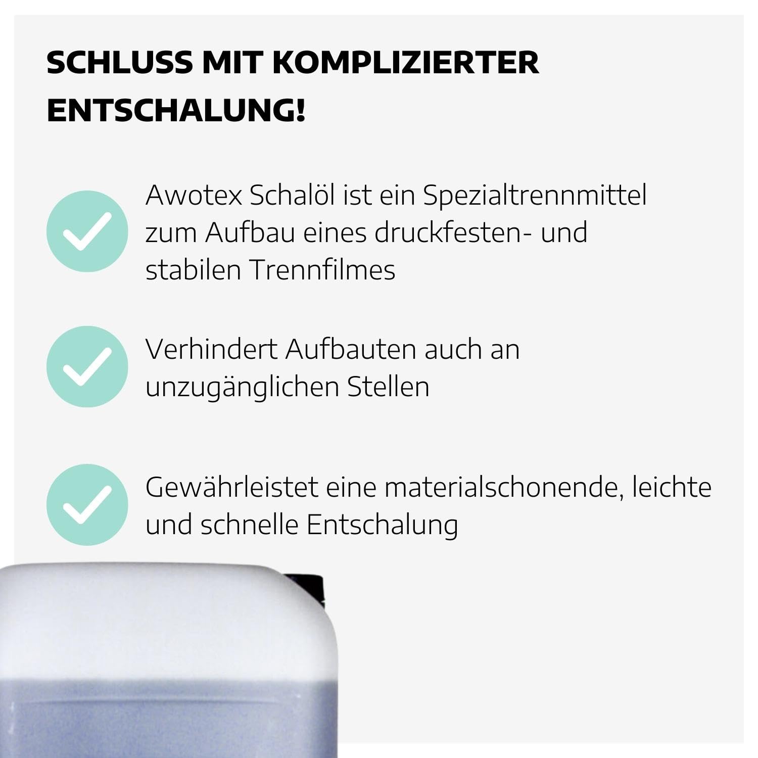 Schalöl 30 Liter - Trennmittel für Beton und Asphalt - Schutz für Baumaschinen - Spezial-Trennmittel für alle Schalungsformen