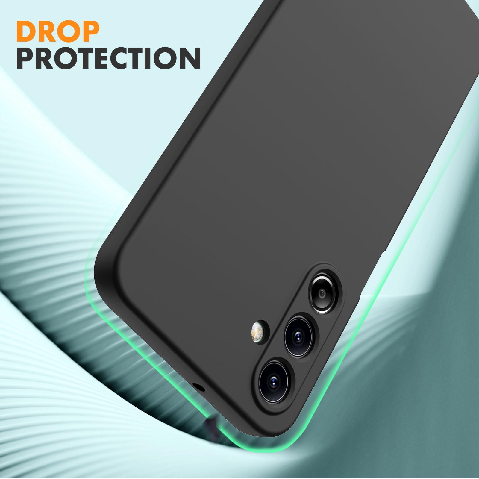 Vansdon Cover Compatibile con Samsung Galaxy A16 4G/5G, 2 Pellicola Protettiva in Vetro Temperato, Gomma Gel di Silicone Liquida Antiurto Custodia - Nero