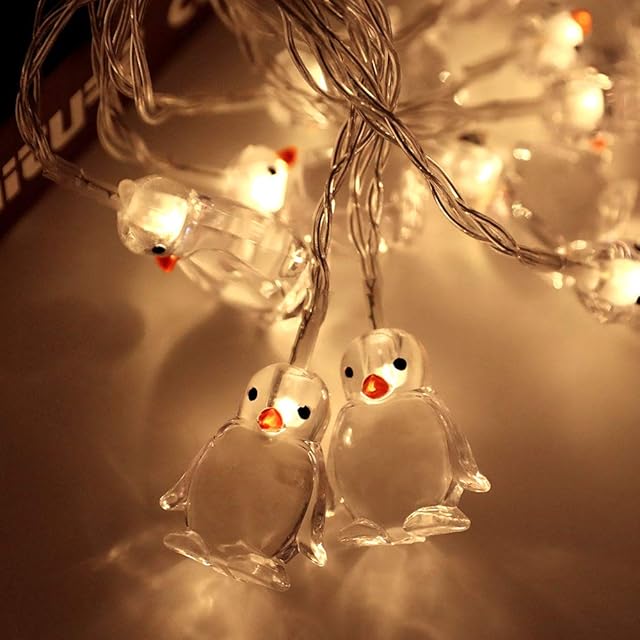 DEECOZY LED String Lights, 10 LEDs Decorative Penguin Fairy Lights Battery Penguin Light Penguin Xmas Lights Penguin Lamp 1.65M Atmosphere Decoration Outdoor/Indoor Lights for Bedroom Party Wedding