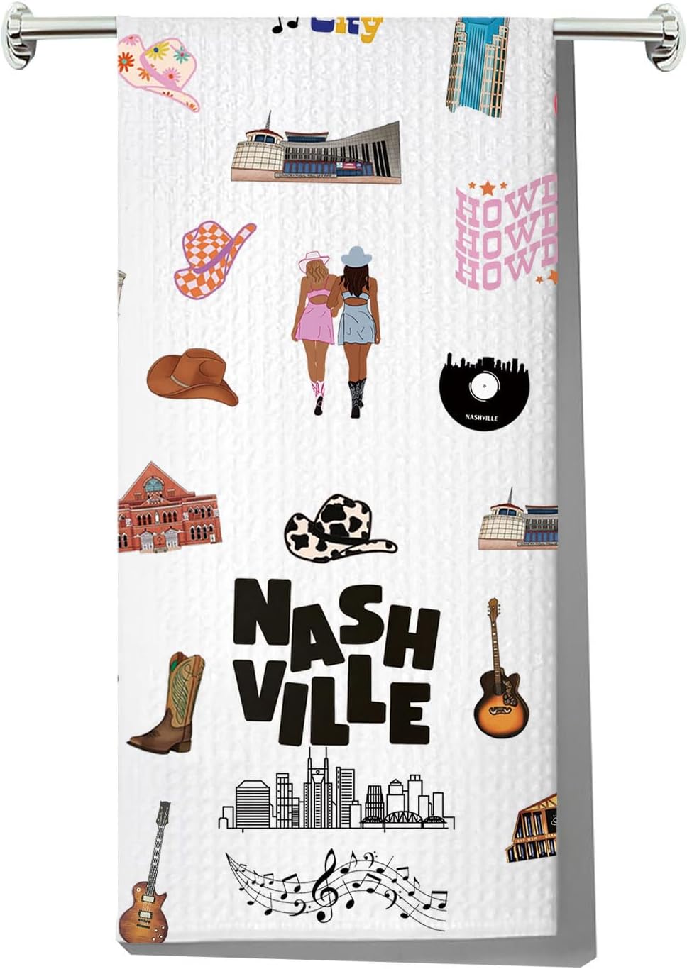 JNIAP Nashville Kitchen Towel Nashville Kitchen Decor Nashville Gifts Nashville Icon Kitchen Dish Towel (Nashville kt)