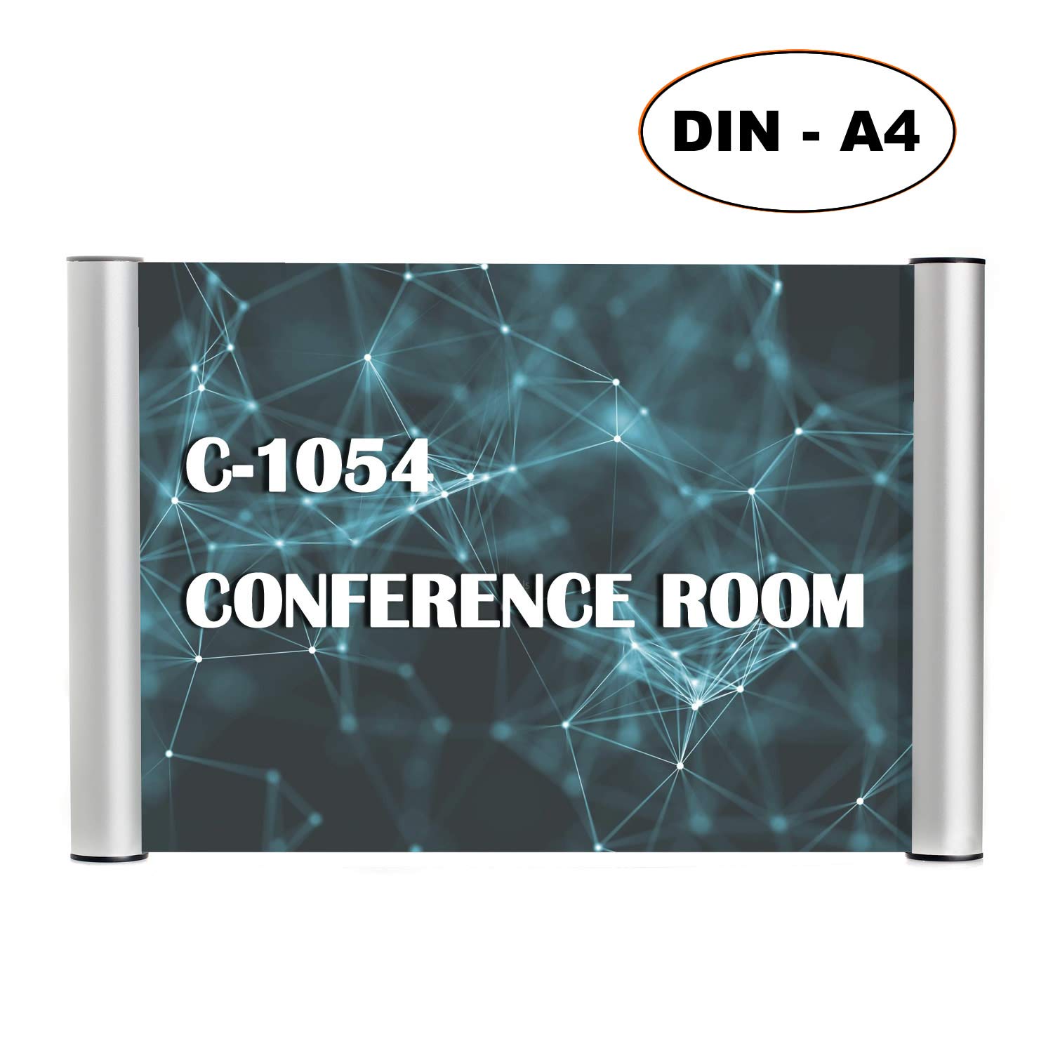 TUKA-i-AKUT Targa per Porta A4, Alluminio e Acrilico, Porta Scudo, Targa Fuoriporta Parete, Fissaggio con Viti, Info Sign Ufficio Porta Segno per Inserto 297mm x 210mm, TKD8302-A4