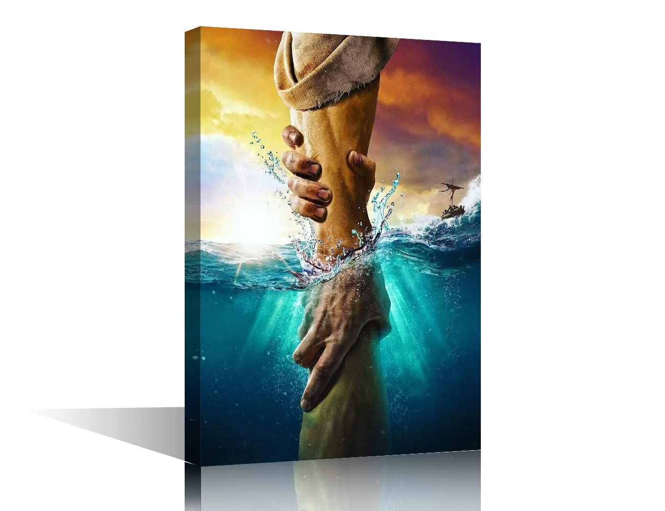 The Hand Of God Canvas Wall Art Christ Religious Belief Jesus Large Wall Art Gallery Wrapped Canvas Prints Decor Posters for Living Room Office Bedroom Posters Prints Framed Ready to Hang,18"Wx12"H