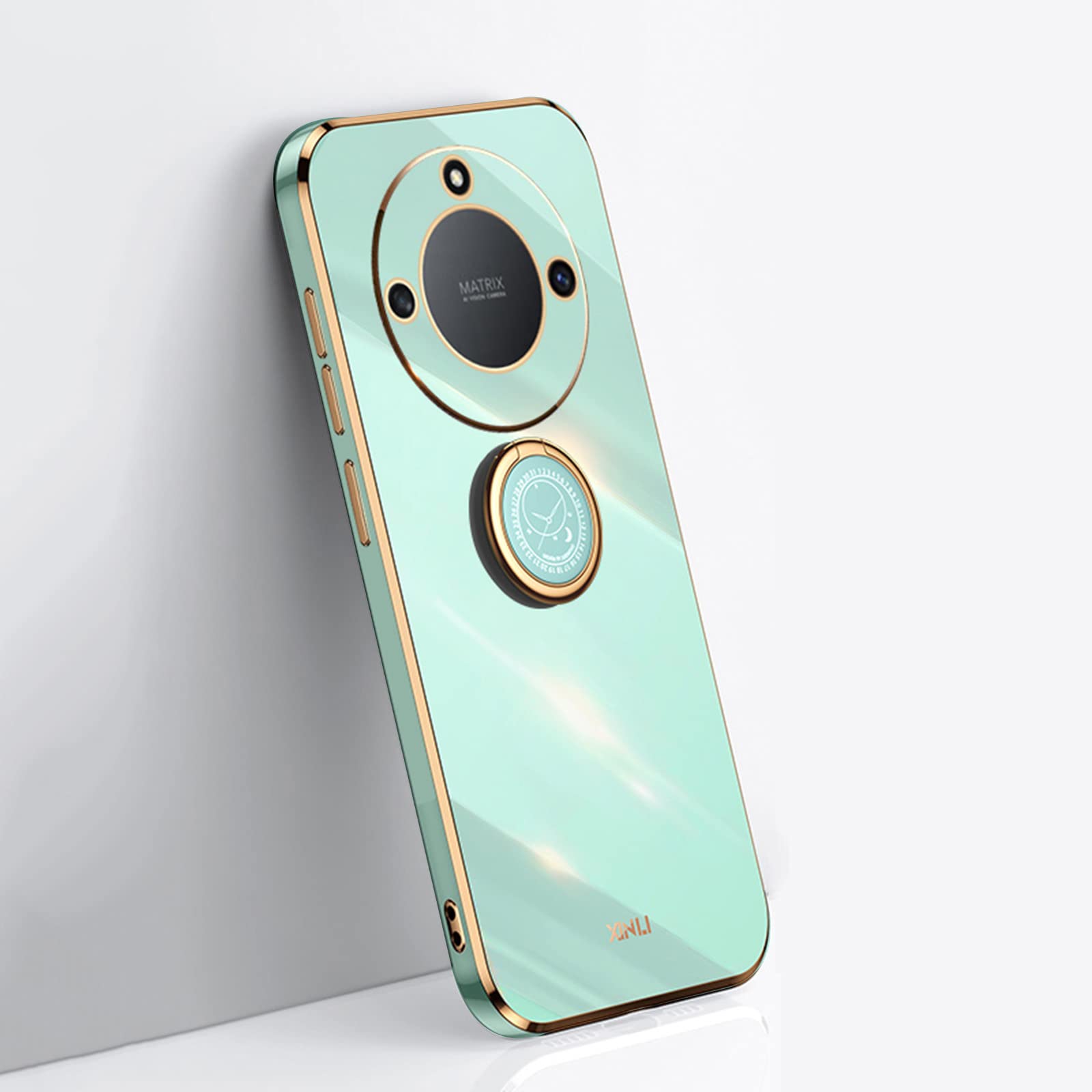 EasyLifeGo for Honor X9a Case,Soft TPU Shockproof 360 Degree Ring Holder Kickstand Slim Plated Phone Case Cover_Mint Green