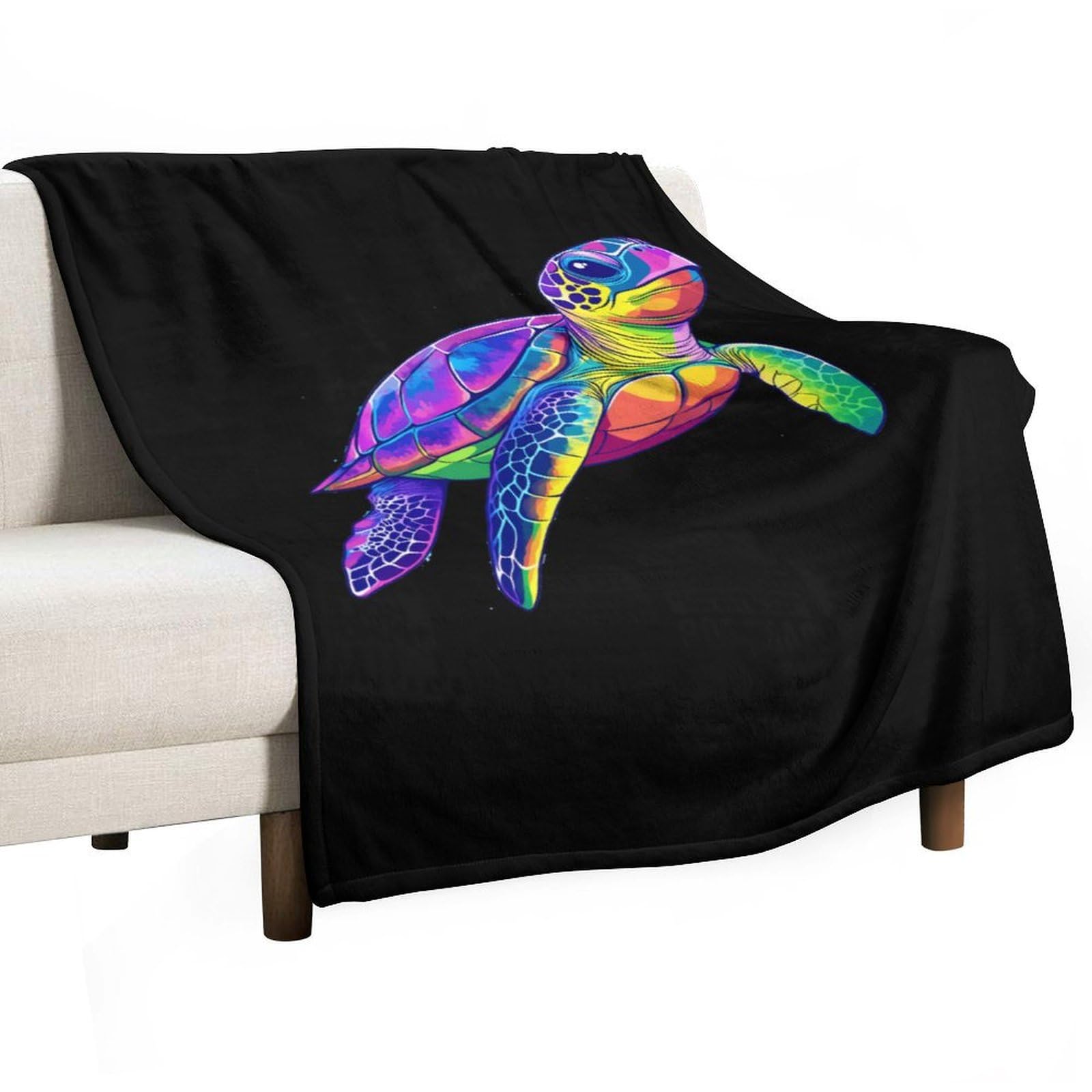 Cgsbngha Style Rainbow Turtle Flannel Fleece Blanket Lightweight Soft Throw Blankets For Sofa Couch Bed Chair