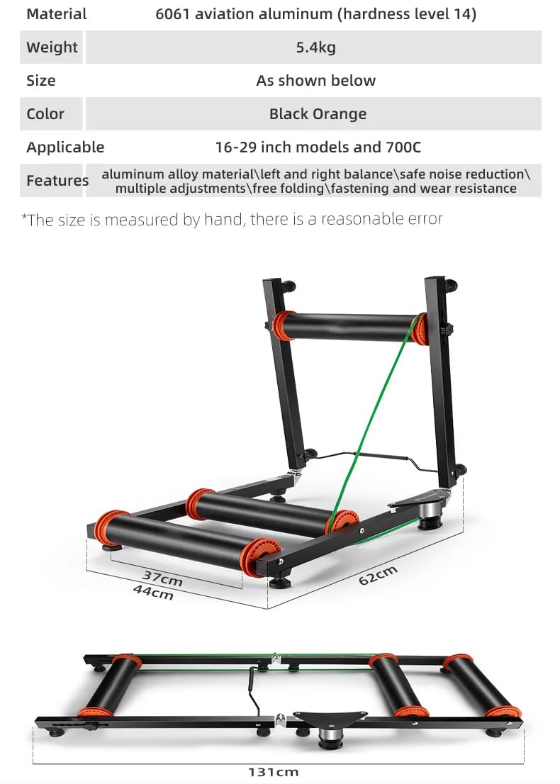 Kit di rulli per bici pieghevoli, rulli per esercizi indoor con supporto per i piedi, piattaforma per bicicletta in lega di alluminio, rulli per bici portatili con borsa di stoccaggio, 11,9 libbr