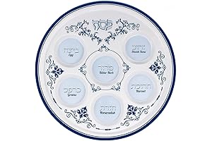 Elegant Renaissance Seder Plate - 12.25" Hebrew & English Seder Foods Passover Plate