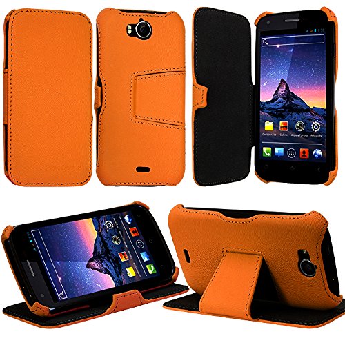 KARYLAX Seluxion - Coque Housse Etui avec Rabat Latéral Fonction Support pour Wiko Cink Peax/Peax 2 Couleur Orange