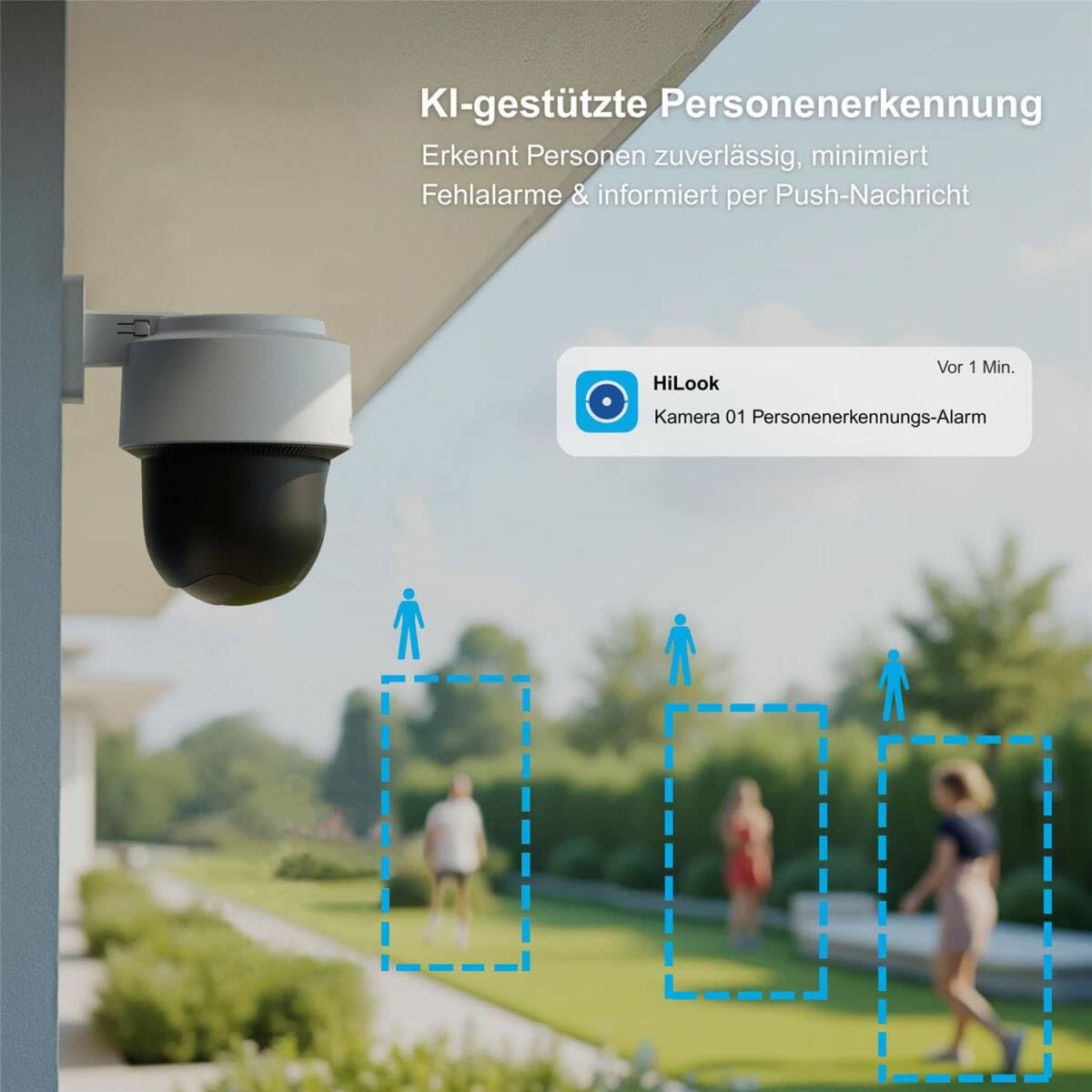 HiLook PoE IP Überwachungskamera aussen 4MP SD ohne WLAN Nachtsicht IP67 | microSD-Speicherung, App-Zugriff, Bewegungserkennung, Netzwerkkabel-Betrieb und Außenbereich