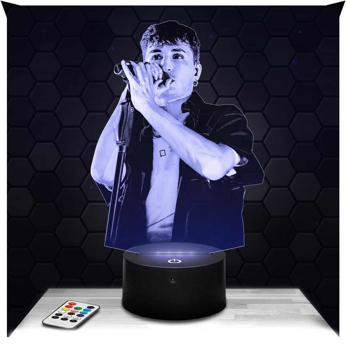 Lampephoto.fr - Nayt 3D Lamp Italian Rapper Music, Touch LED Night Light, 3D Hologram Effect, Christmas Birthday Gift Idea for Men and Women, Bedroom Decoration Object