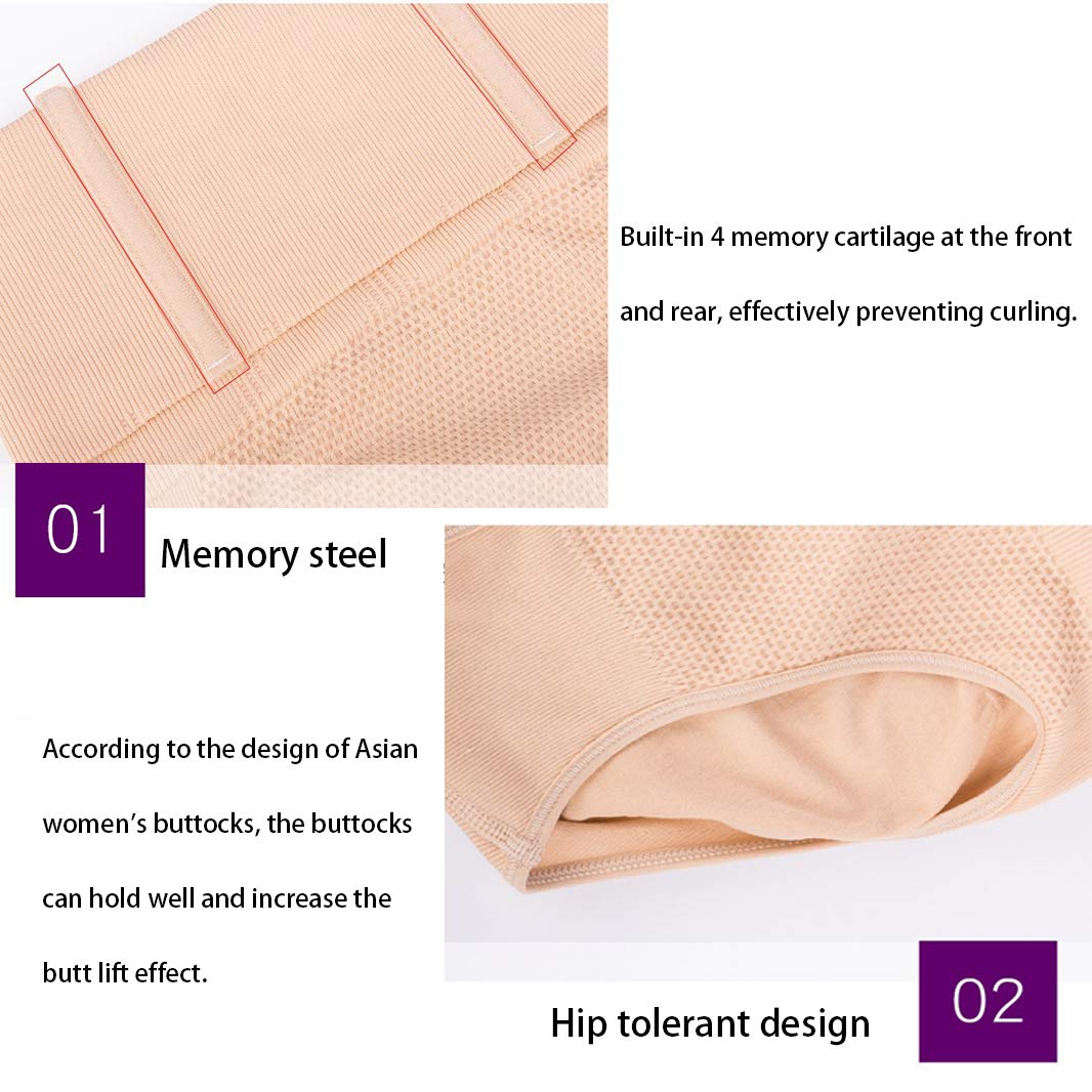 Mutandine da Donna a Vita Alta Mutandine per Il Controllo della Pancia Mutandine Senza Cuciture Pantaloncini Perizoma Shaper Shapewea 5 Pezzi,Flesh,L